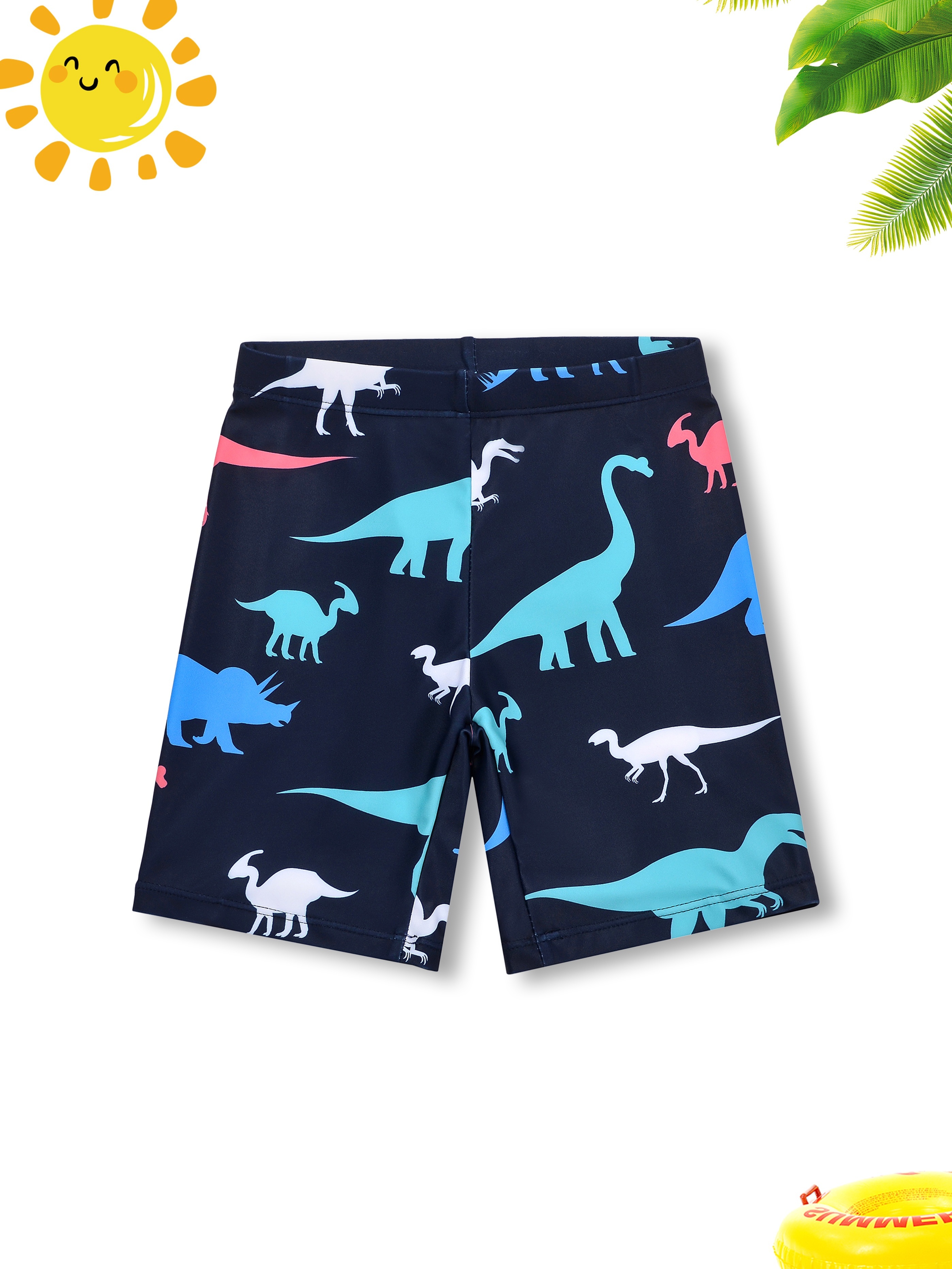 Short De Bains D'Ete Garcons Filles Carton Dinasaure Avec Slip Filet Maillot De Bain Enfant A La