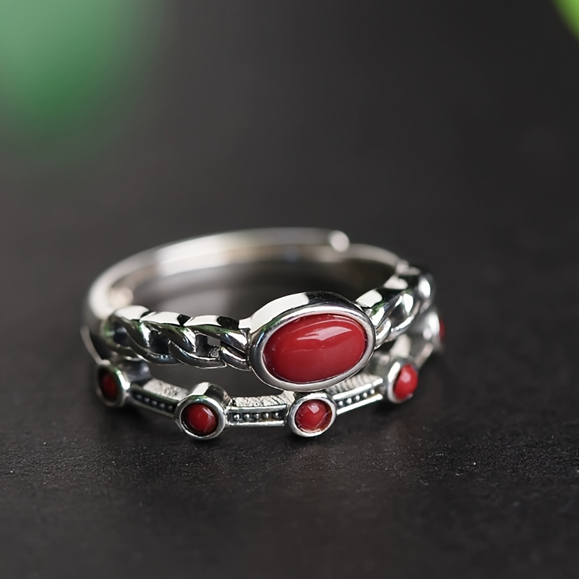 E-shop Ein doppellagiger Ring im chinesischen Stil für Damen, verstellbar und im Vintage-Stil, ist ein ideales Geschenk für Freunde, geeignet für den