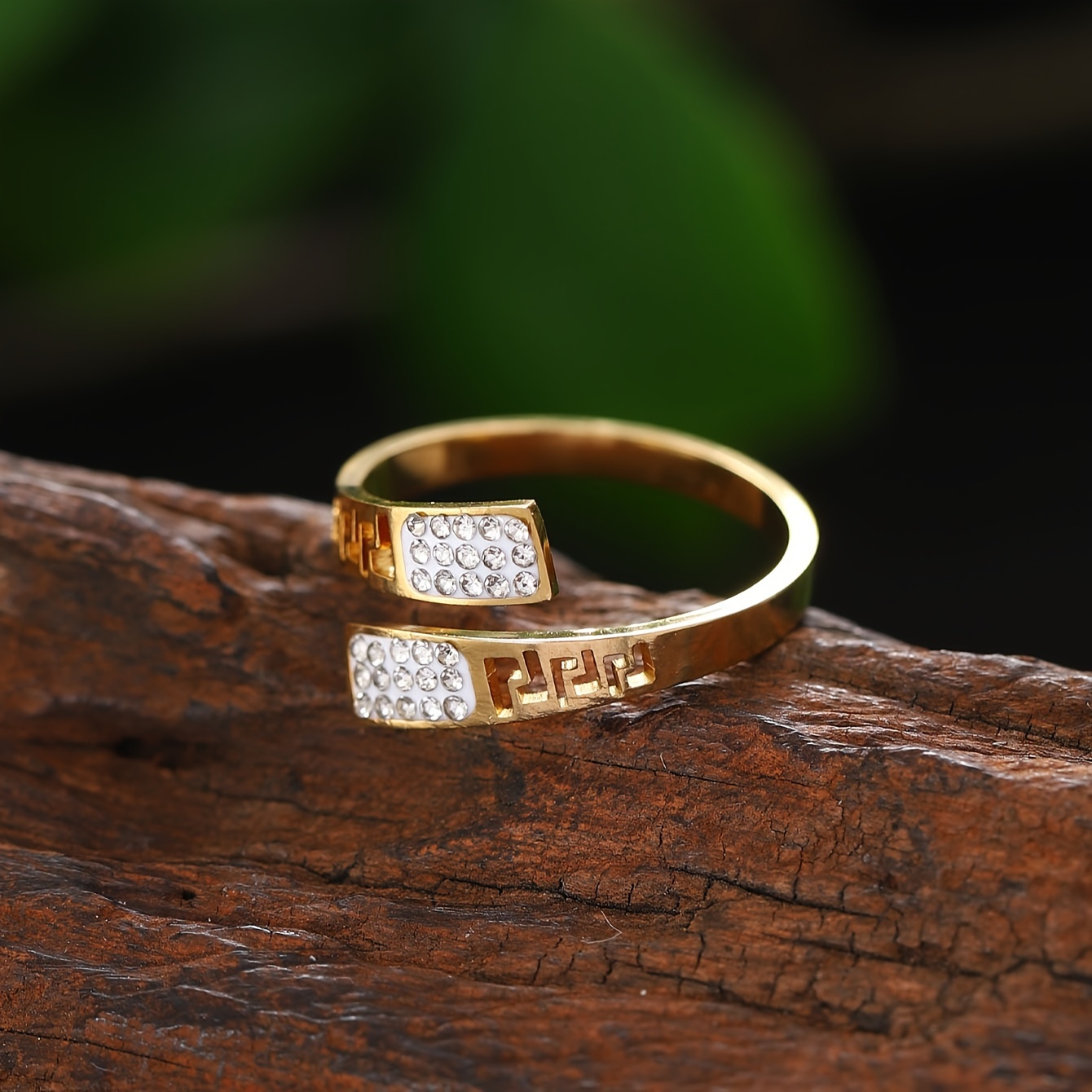 Vintage Inspired Rhinestones Stainless Steel Ring