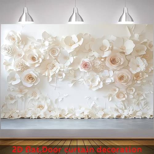 2d flat party banner 2d flat banner 1pc and blush paper flower wall decor polyester backdrop for party decor garden no electricity gift for halloween 2d flat