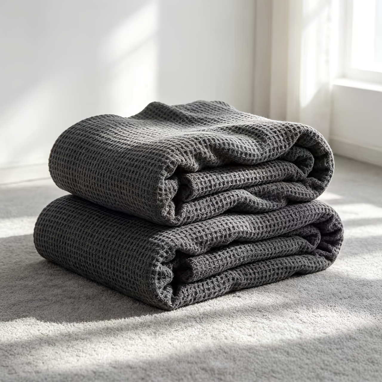 130 X 150 Cm Thin Summer Blanket In - Waffle Summer Blanket, Lightweight And Soft. Suitable As A Sofa Blanket, Couch Throw, Or Room Decorative Blanket. Fluffy Soft Throw For Sofa And Couch