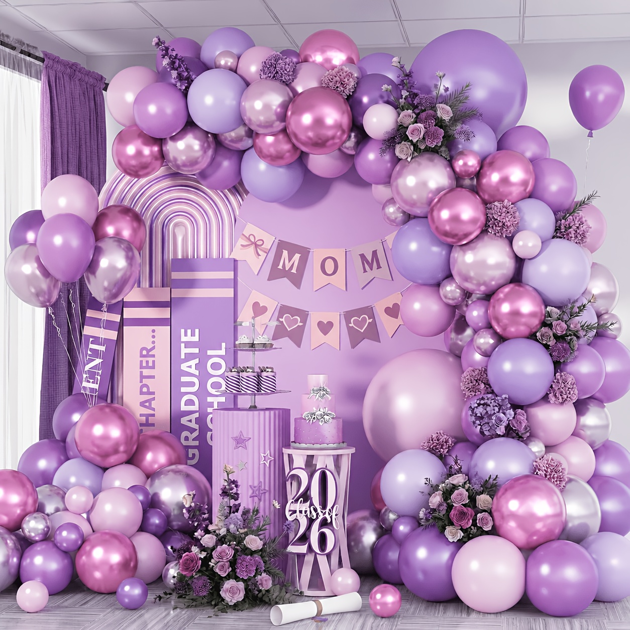 TEMU Set di palloncini a tema San da 137 pezzi con palloncini in lattice viola e rosa da 5 pollici pollici. per San, fidanzamento, addii al celibato,