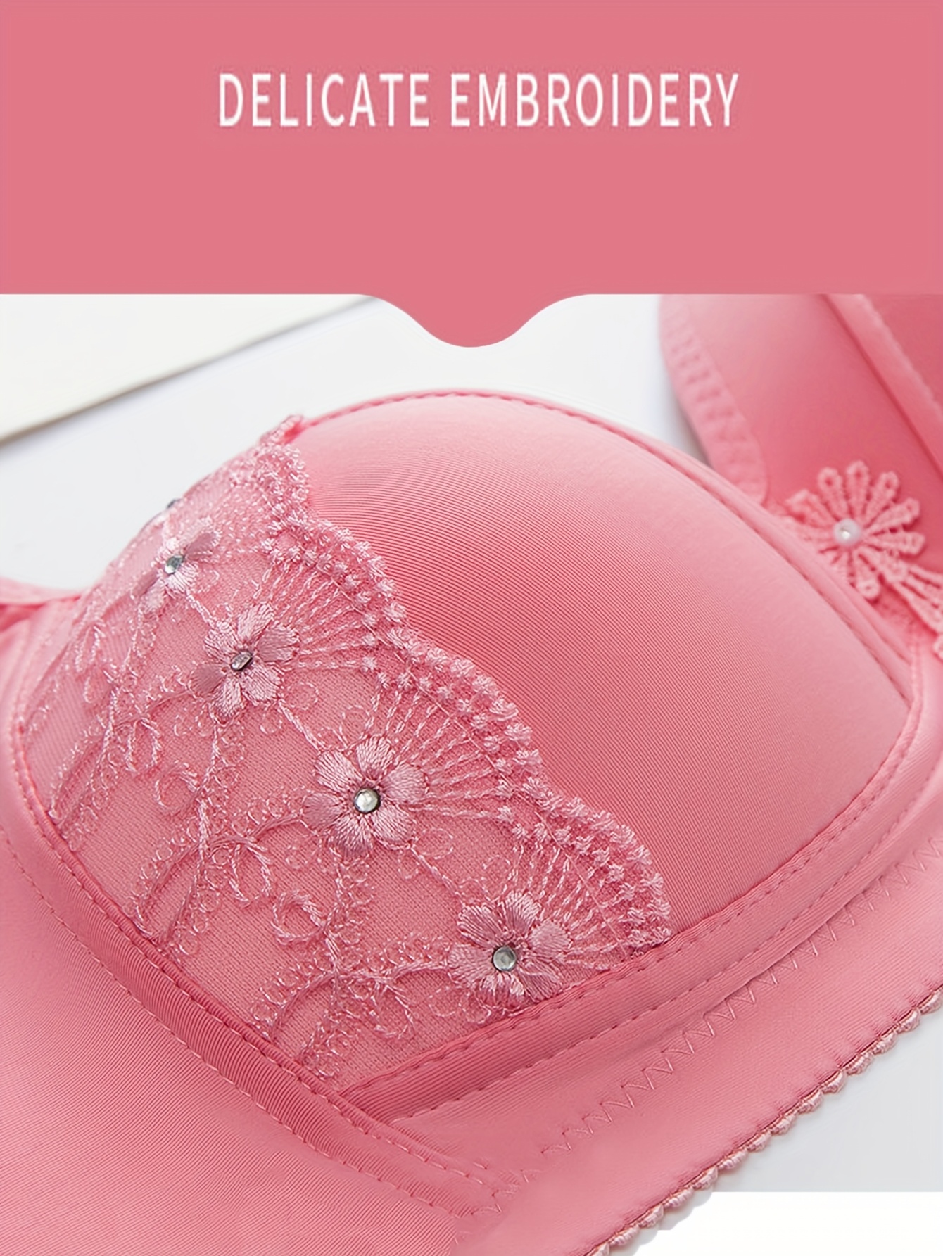 2pcs womens bra push up without steel ring breathable gathered ladies underwear non magnetic thin cup glossy obese female ladies bra for women details 1