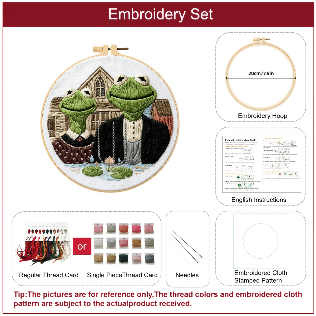 American Gothic Frog DIY Embroidery Kit for Beginners