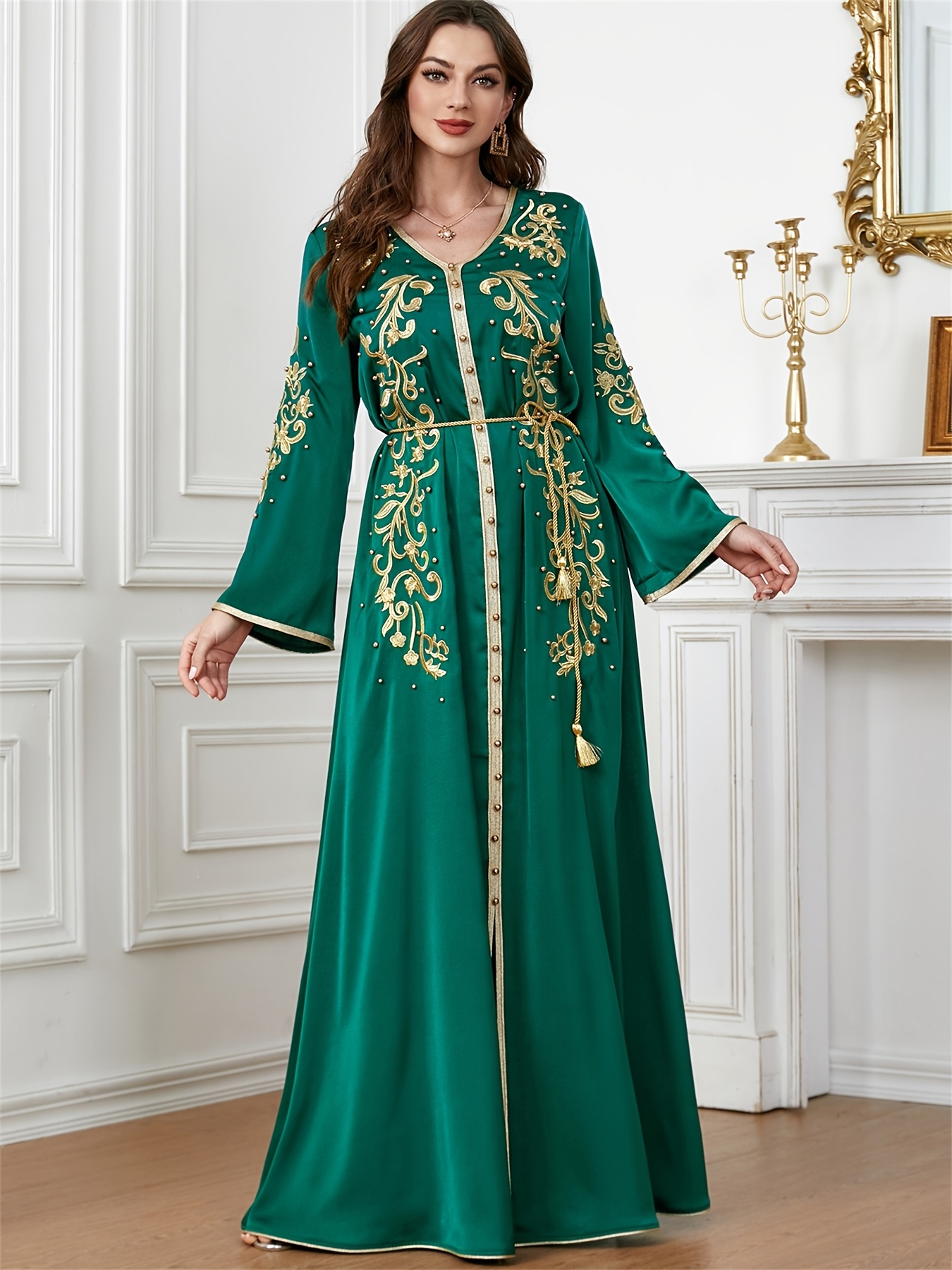 ramadan womens elegant embroidered abaya kaftan dress - Temu South