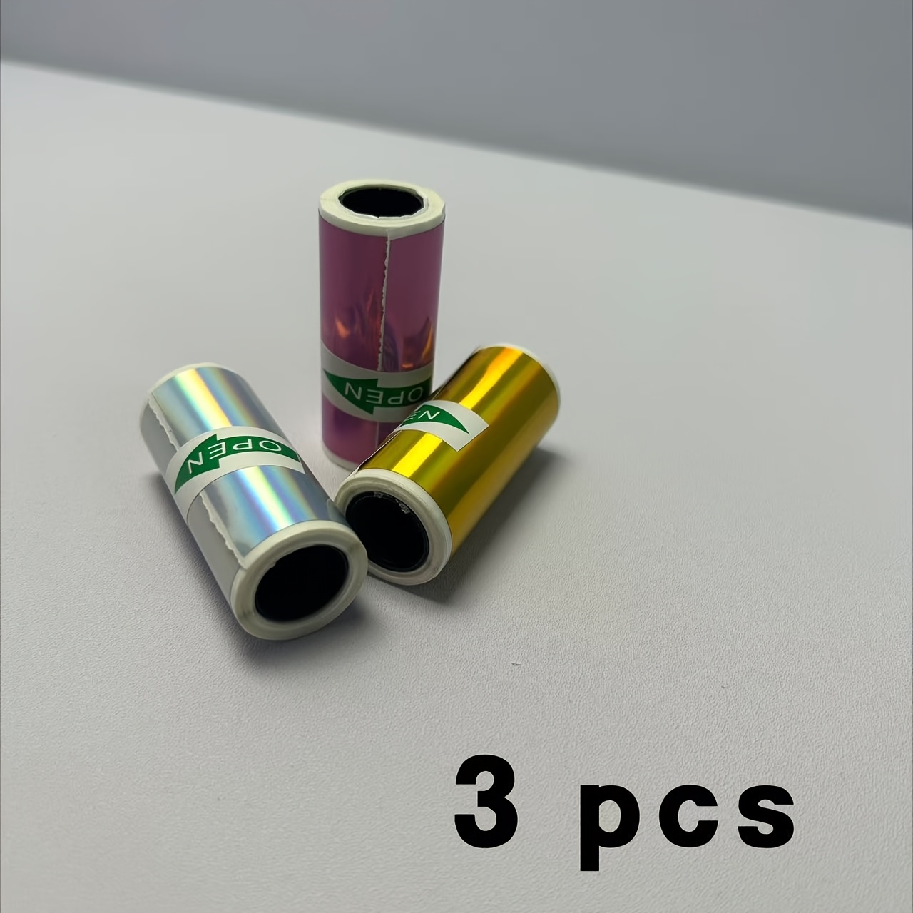 TEMU 3 Rouleaux d'Autocollants Thermiques Laser Holographiques Couleurs Mélangées, Adaptés pour Mini Imprimante Portable Papier d'Impression