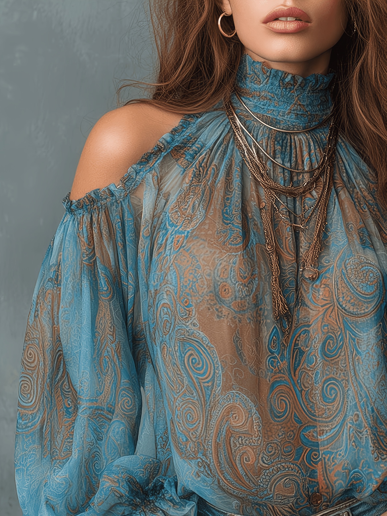 ladies retro off the     pattern blouse top