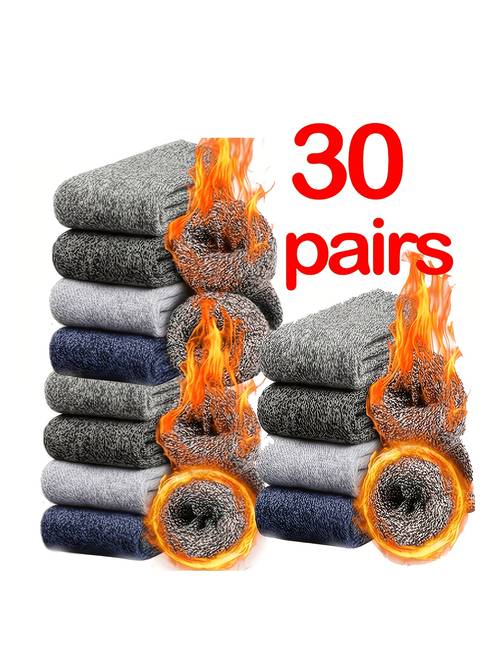 30 pairs of socks mens winter warm hiking socks suitable for camping thick and cozy winter socks soft and casual hiking socks suitable for cold weather