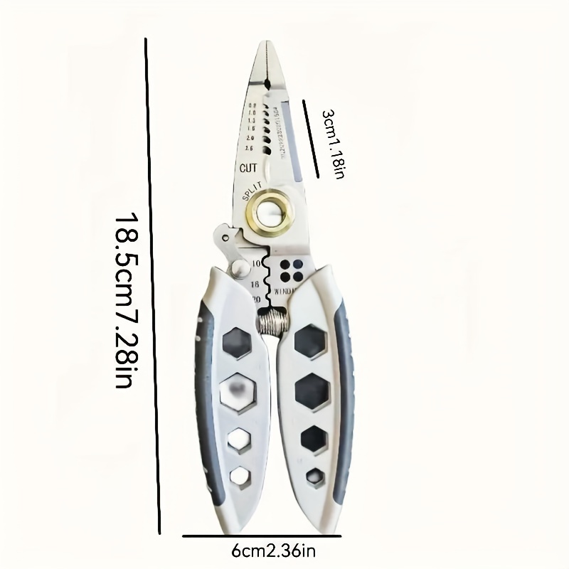 Pelacables Multifuncional para Electricistas Profesionales - Mango Antideslizante, Acero Pulido, Herramienta de Grado Industrial para Cortar y Pelar detalles 1