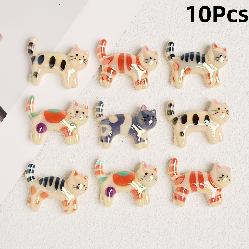 TEMU 10 piezas de cuentas separadoras sueltas de acrílico 23x29mm con forma de gato animal para hacer joyería de moda, pulseras, collares, aretes,