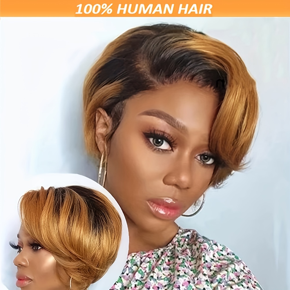 

Body Wave Human Hair Wigs Pixie Cut Wig 13x4x1 T Part Transparent Lace Wig For Women Short Bob Wig