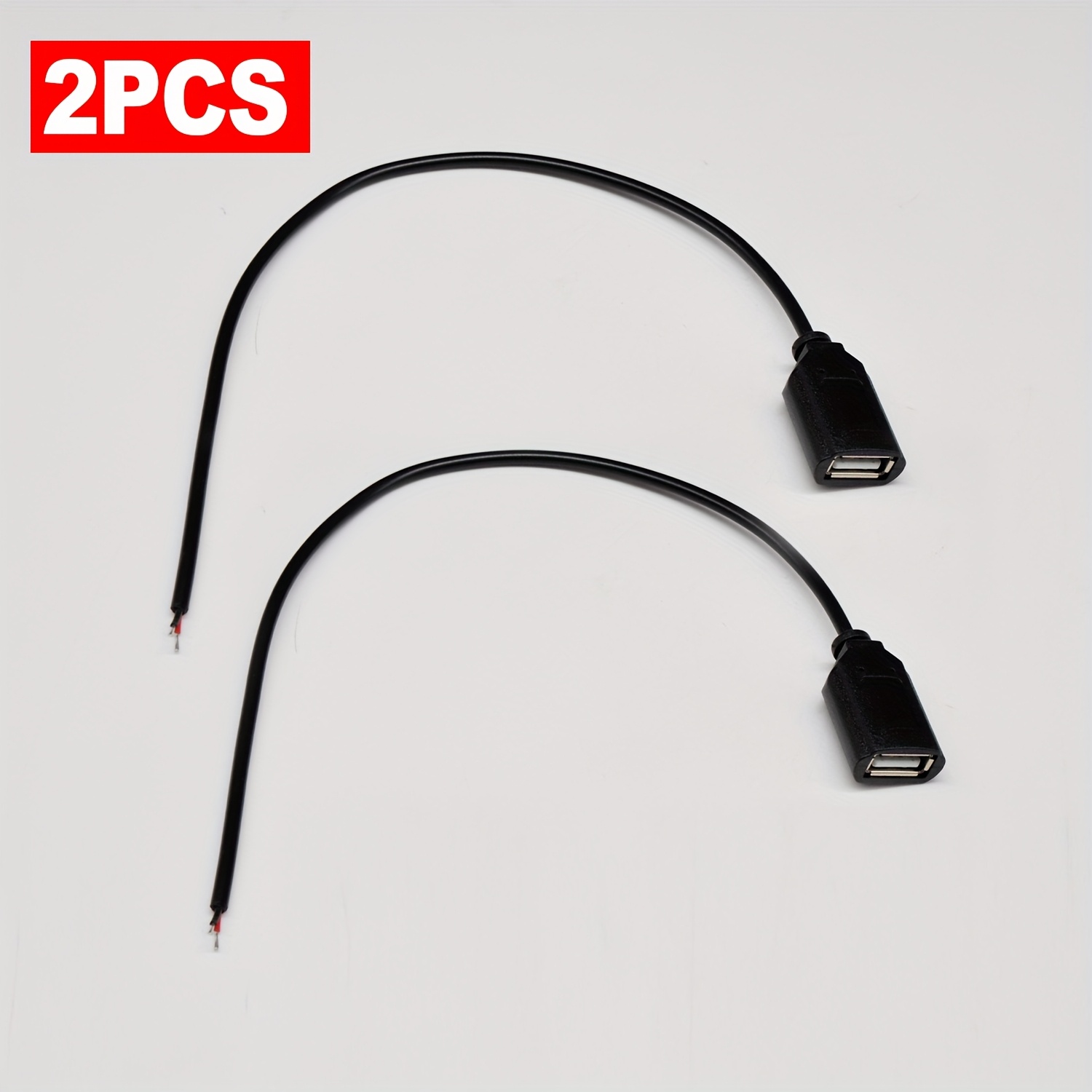 item picture 2pcs 5pcs 10pcs 2 pin usb 2 0 female 30  8in   open end power cable for and usb equipment   or replace repair diy cable black white