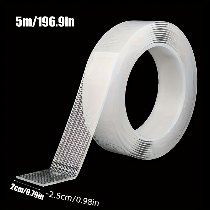 Image of 1pc Super Strong Double-sided Nano Tape Transparent Waterproof High Adhesive Strip Suitable For Home And Office Use