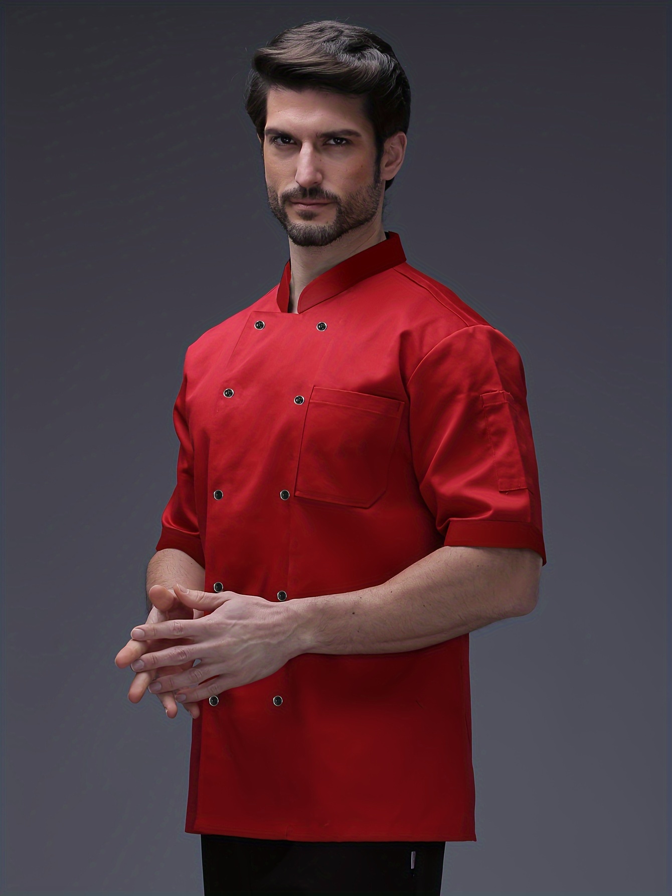 mens chef jacket polyester short sleeve Temu United Kingdom