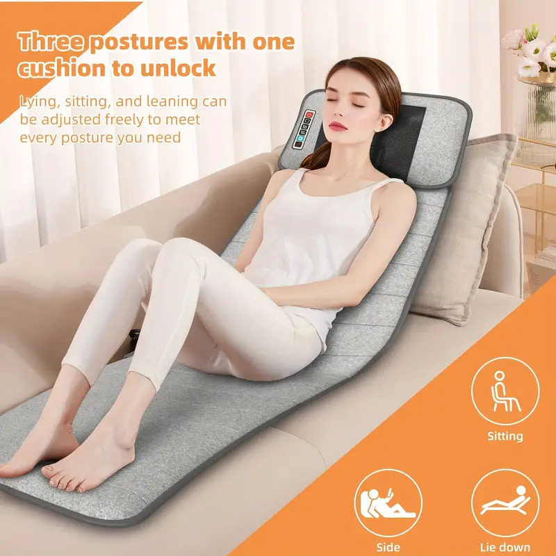 full body massager mat with heat movable shiatsu neck back massager pillow lumbar traction relax 9 vibration motors back heating pad full body massager for neck back waist hip leg massage gift for mom dad women men Product details 1