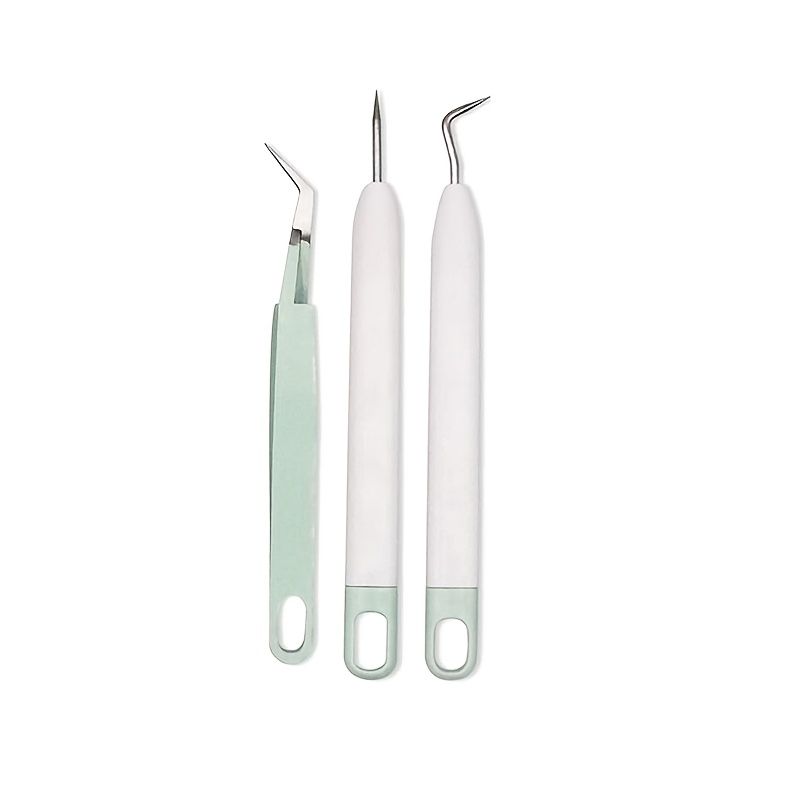 TEMU Kit d'outils 3 pièces compatible Cricut, pince à épiler, aiguille droite, crochet, kit 3 pièces, pour les loisirs créatifs 3D