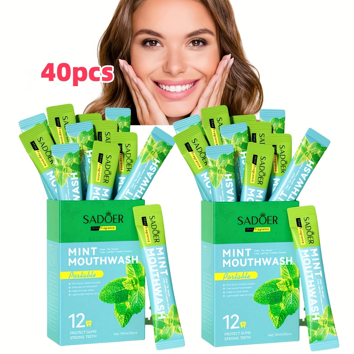 TEMU 40pcs Peppermint Mouthwash, Teeth, Cleaning Mouth, Portable Mouthwash, Travel Size