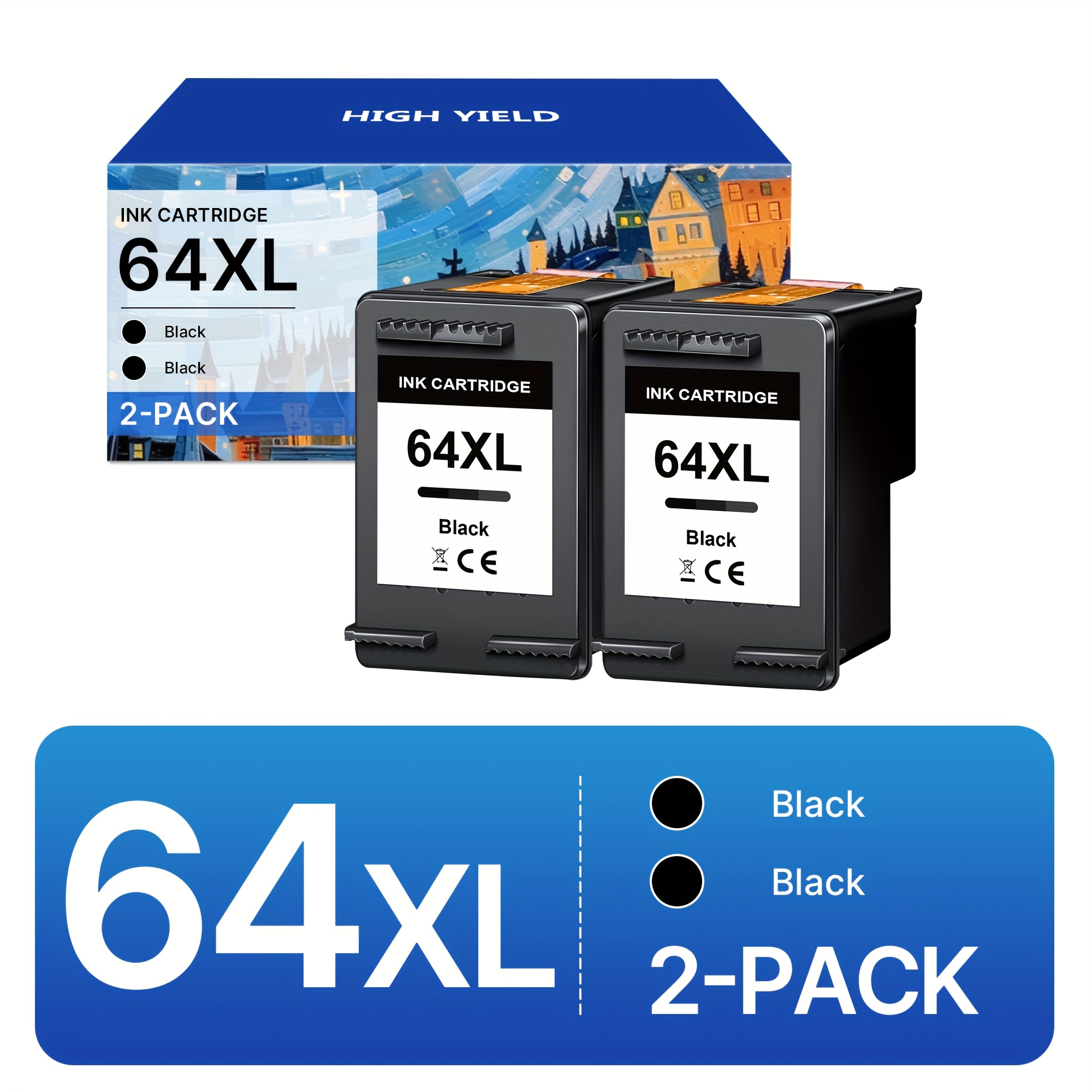 TEMU 64xl Black Ink Cartridge Replacement For 64 Xl Hp64 Black Ink Cartridge For Photo 7858 7855 7155 6255 6252 7120 7158 7255e 7955e Printer