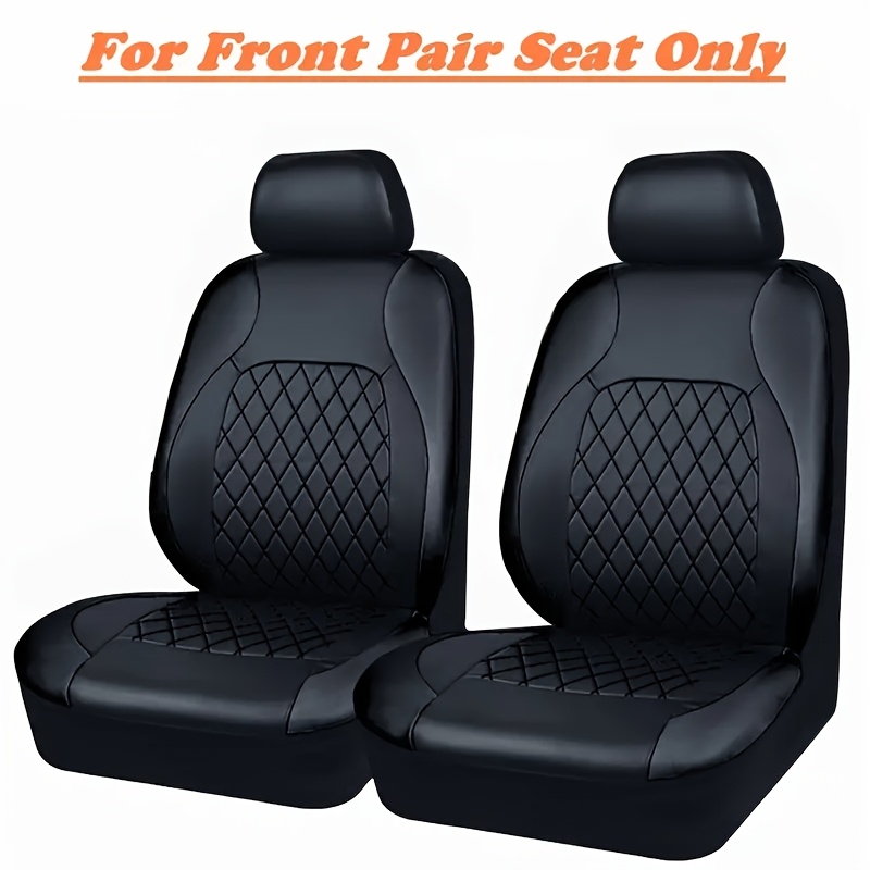 

2-pack Universal Fit Leather Car Seat Covers, Removable & Washable Seat Protectors With Sponge Filling, Non-textile Weave For Cars, Suvs, , Sedans - Front Pair Seat Only