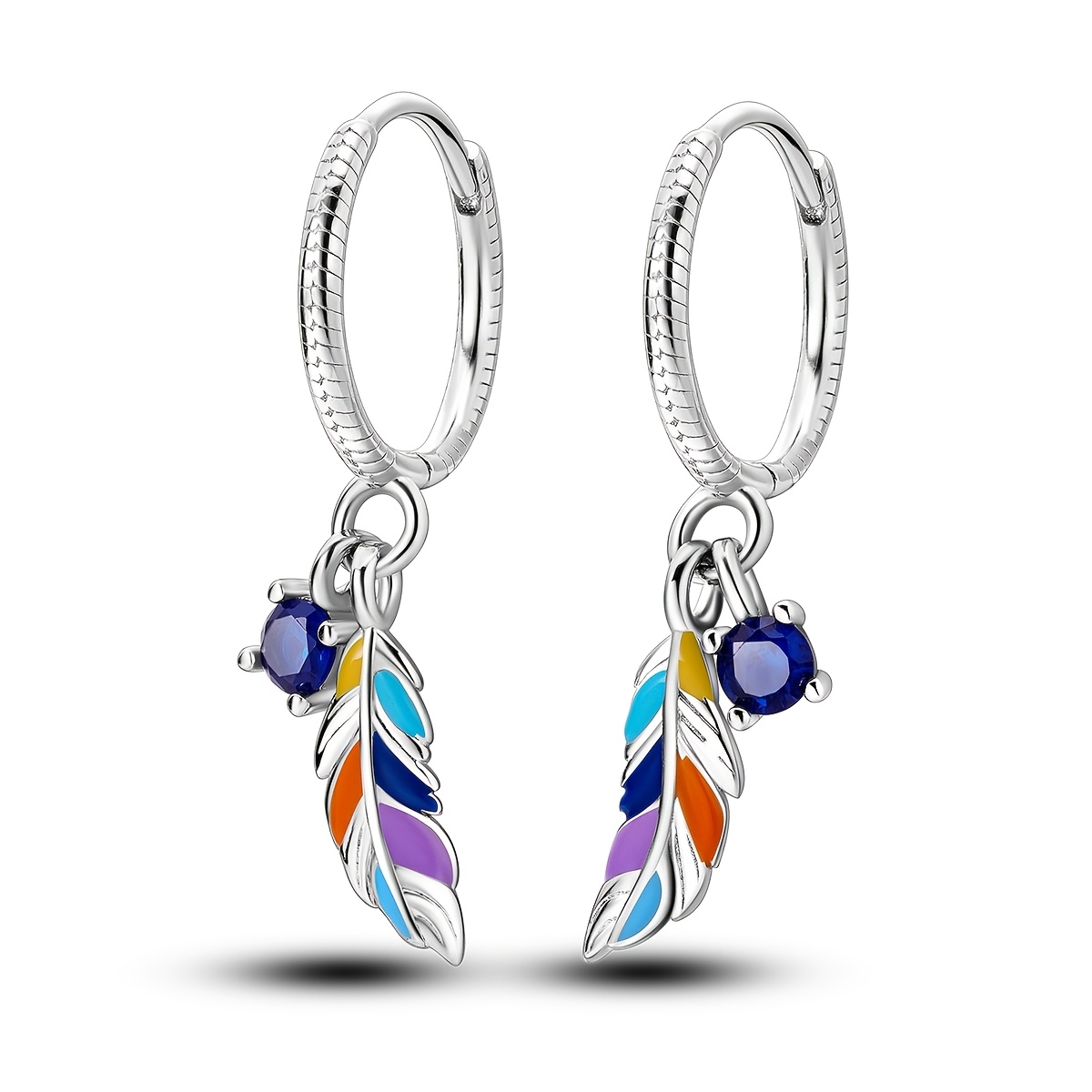 TEMU 1 di Orecchini a Argentati dal Design Originale per Donna, Orecchini Bohemien Colorati con Piume, Adatti per Uso , Feste, Shopping, Festival, e