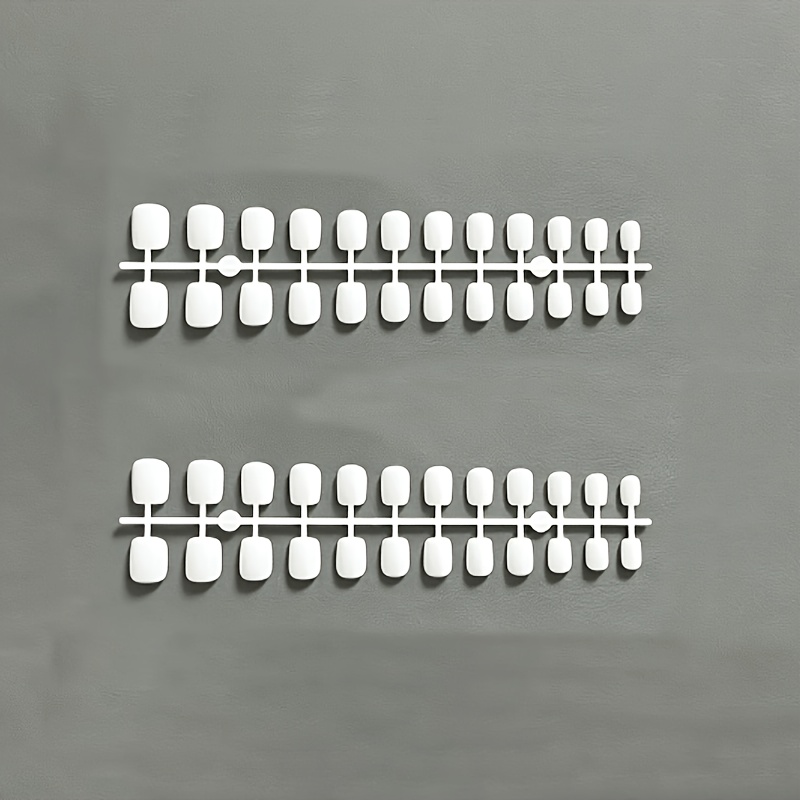 TEMU 48pcs Solid Color Porcelain White Short Square Style 12 Sizes Women's Nail Design, Suitable For Women And Press-on Nails. Fashionable Style