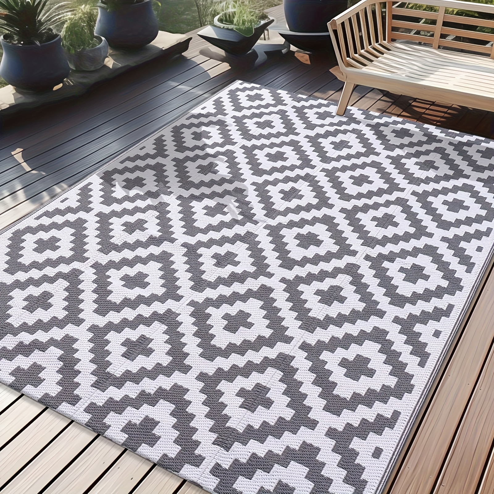1pc outdoor area mat patio mat washable outdoor mat woven outdoor mat outdoor rv camping mat suitable for patio deck picnic porch balcony mat washable and