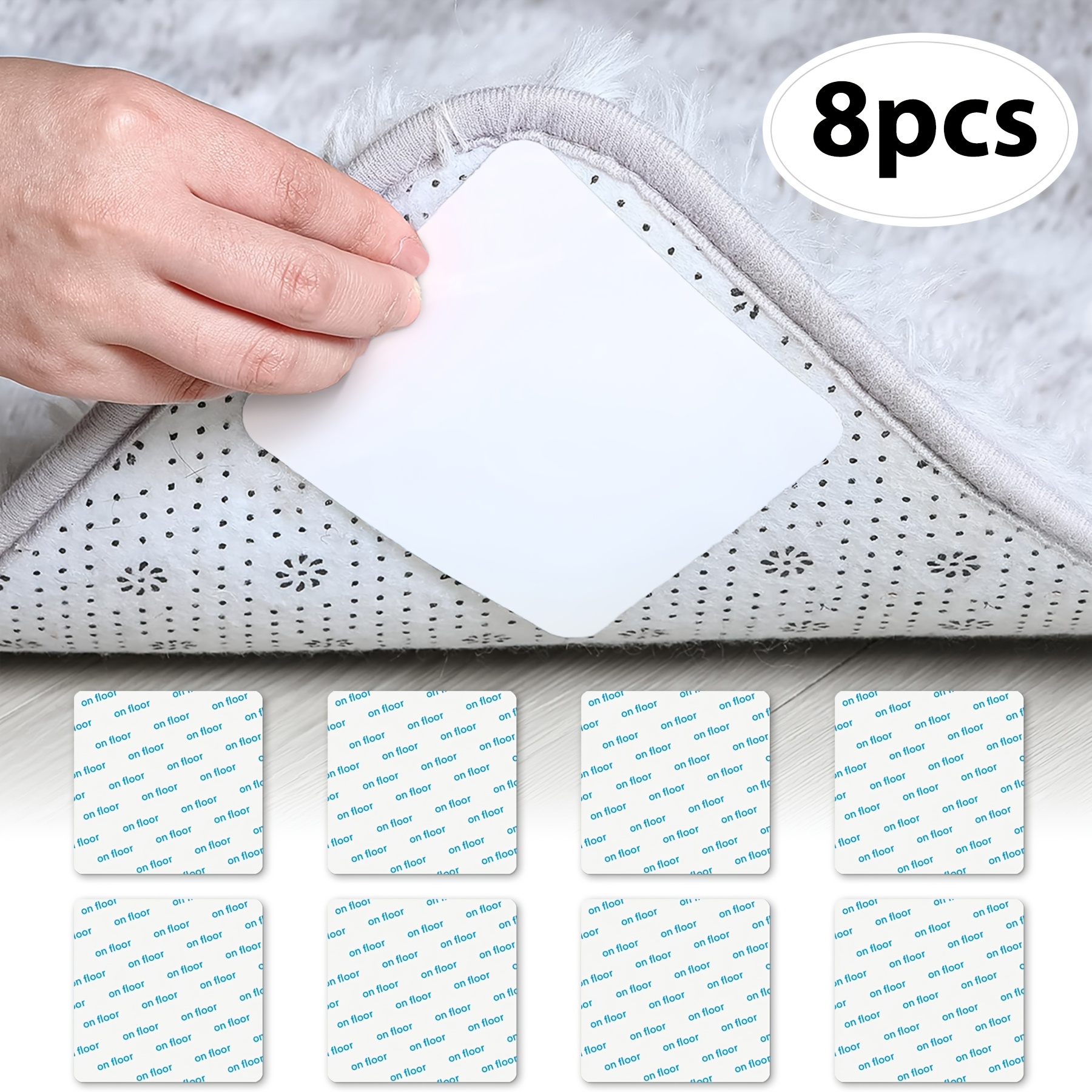 Image of 4/8 Carpet Adhesive Tape, Anti-slip Carpet Stickers, 3.15*3.15 Inches / 8*8 Cm Squares, Suitable For Hardwood Floors And Tiles, Carpet Stickers You In In Your Bedroom, Kitchen, And Balcony