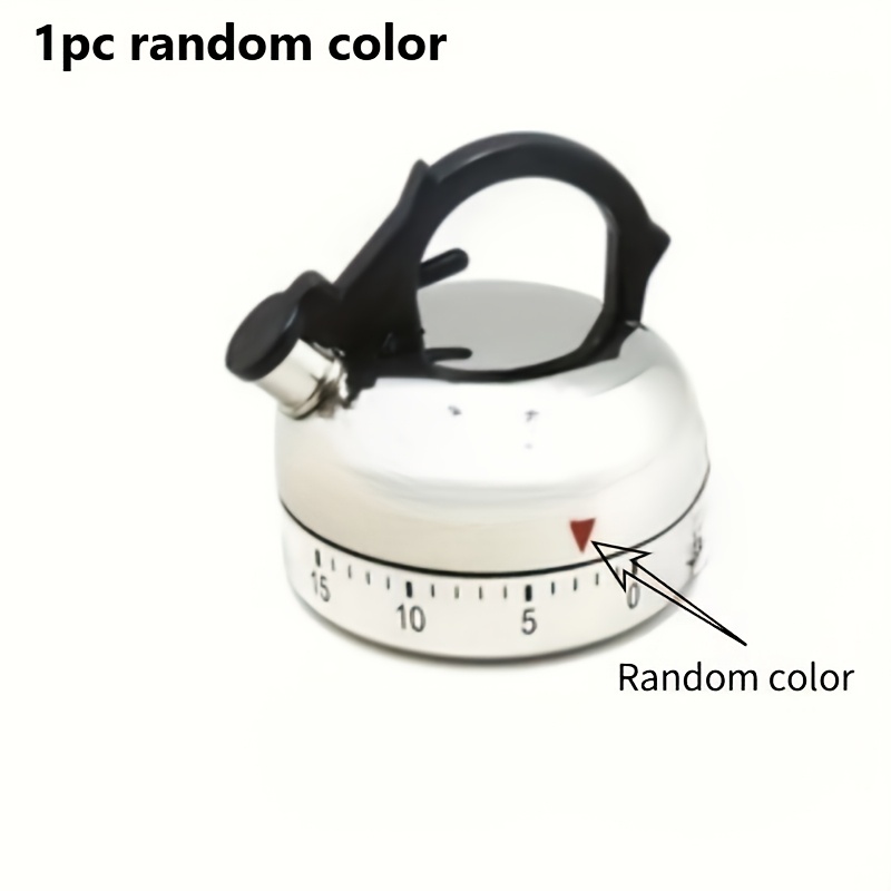 1pc Random Color Kitchen Timer Alarm Mechanical Kettle Shaped Timer Clock Counting Cuisine Kettle Styling Timer