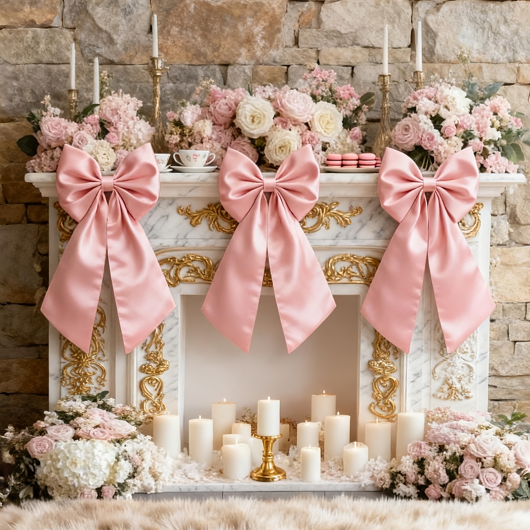 TEMU Set da 3 pezzi di grandi fiocchi rosa per decorazione stile Coquette, fiocchi di raso grandi da 23x11 pollici, fiocchi grandi rosa , decorazioni