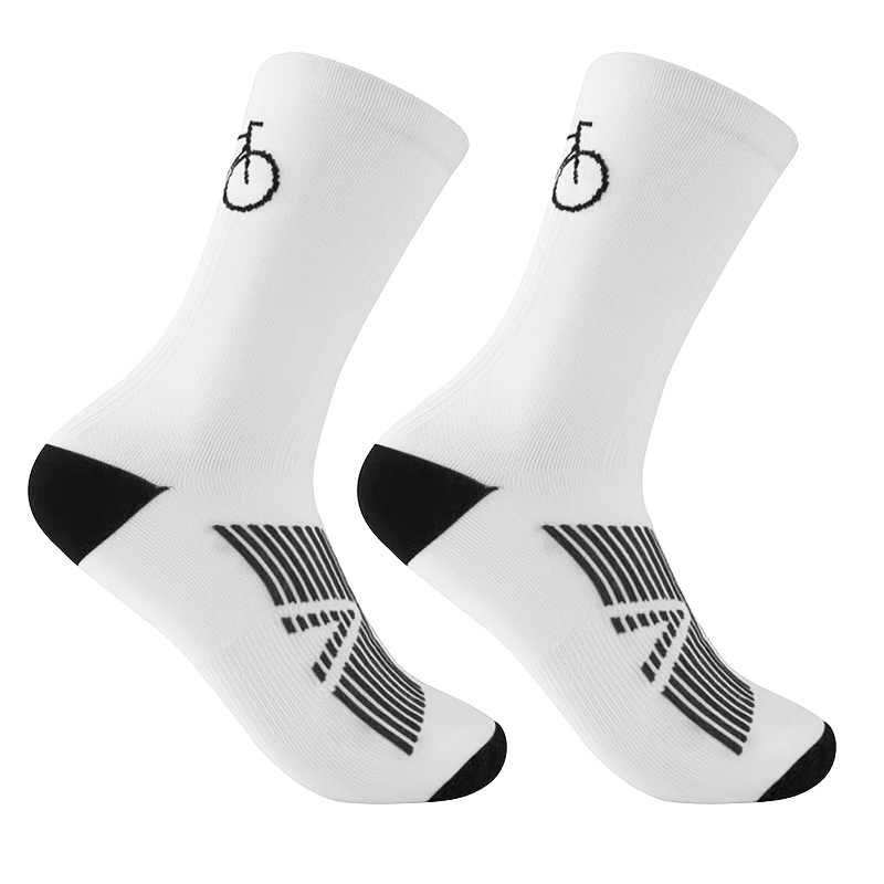 New Anti-slip Breathable Quick-dry Cycling Socks, Bike Pattern, Biker Accessories
