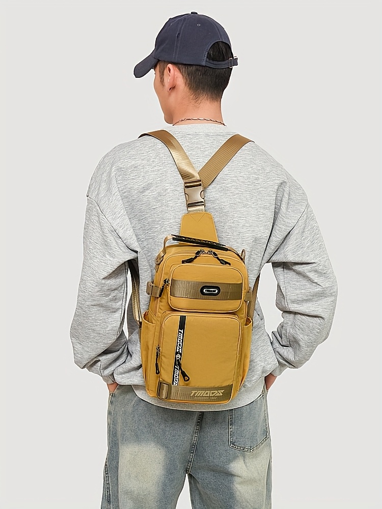 unisex chest backpack large capacity convertible crossbody handheld waist pack with multiple compartments padded shoulder straps waist clip for outdoor hiking gym travel durable casual outdoor bag 18 colors backpack for travel hiking essentials stylish outdoor gear secure zipper closure details 40