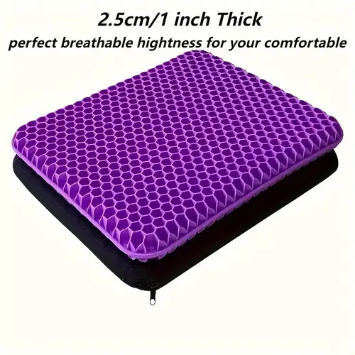 gel seat cushion for long sitting with non slip cover 1inch extra thick tpr honeycomb design for back sciatica tailbone pain relief breathable ergonomic chair cushion for office car wheelchair