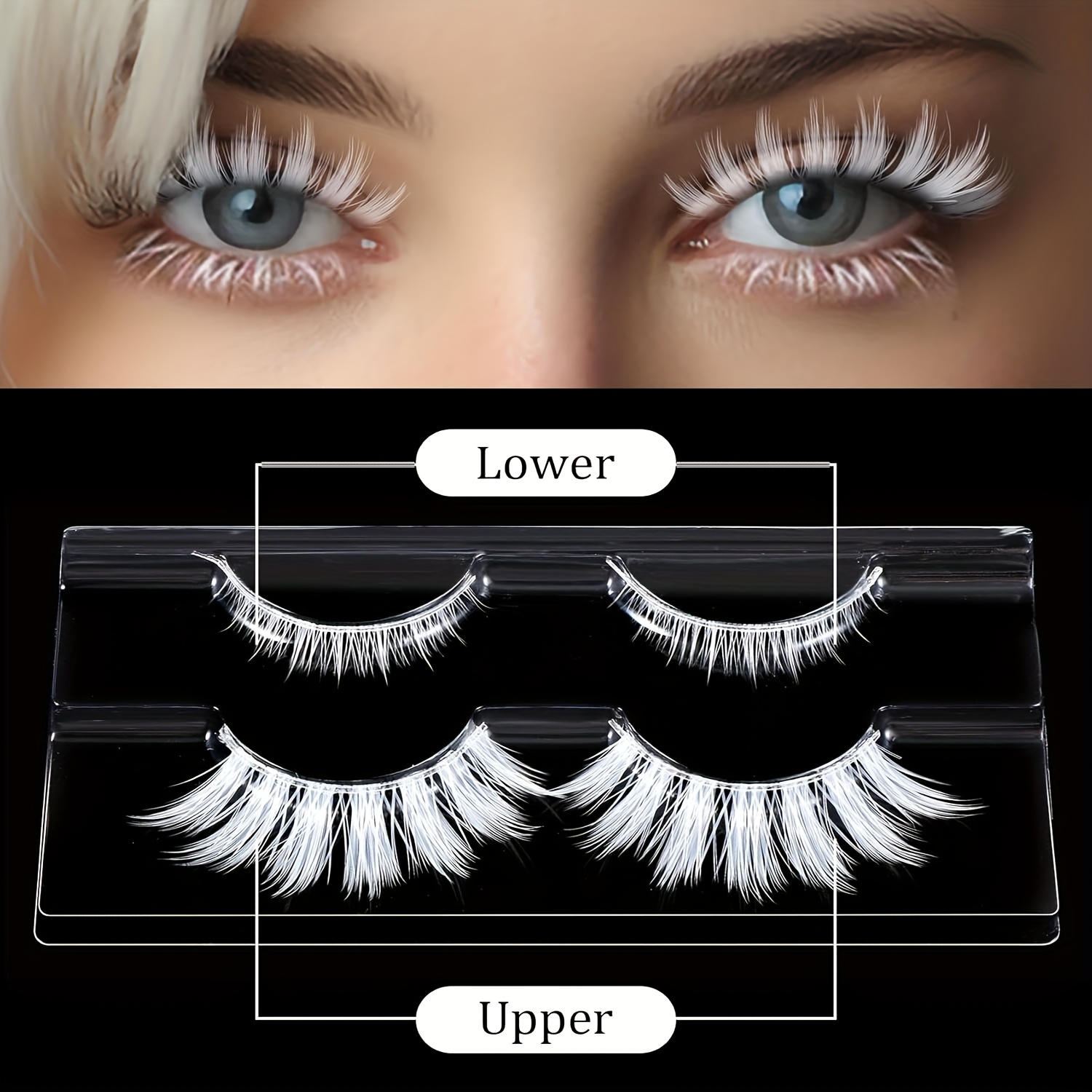 White Eyelashes Anime Mascara White Lashes, Japanese Makeup Style Cosplay Cartoon Lashes, Party Stage White Lashes