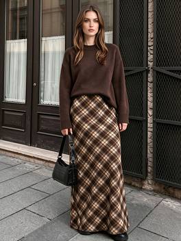 womens fashion preppy contrast plaid bodycon skirt suitable for commuting dates and casual wear