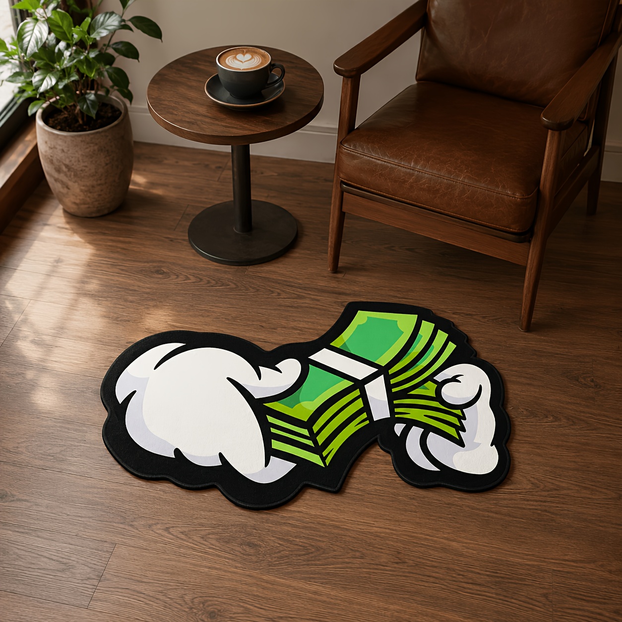 TEMU 1pc Creative High-end Design Pattern Irregular Shape Carpet, American Cartoon Retro Street Trendy Style, Very Suitable For Decorating Bedroom,
