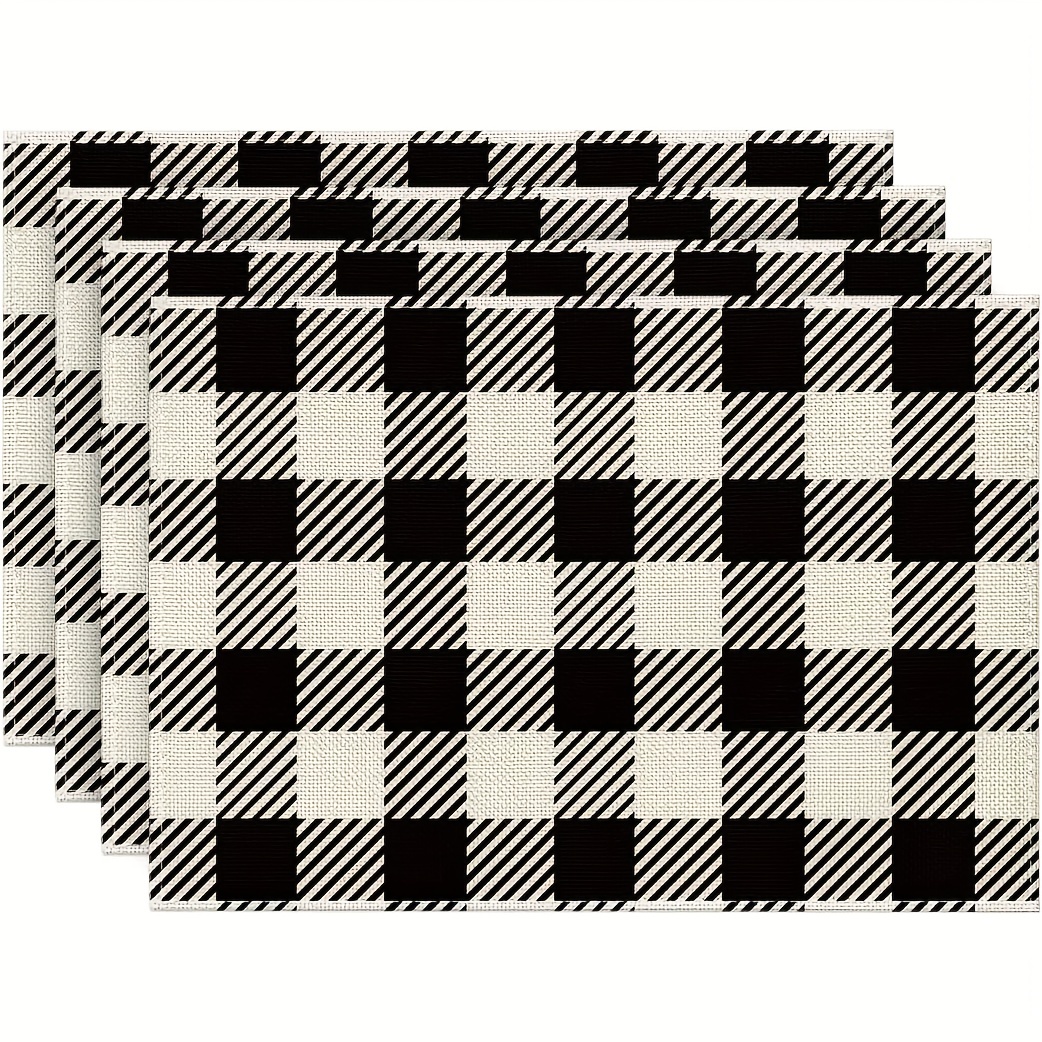 

Set Of 4 Check Placemats, , Pattern, Rectangular Table For Dining & , 12x18