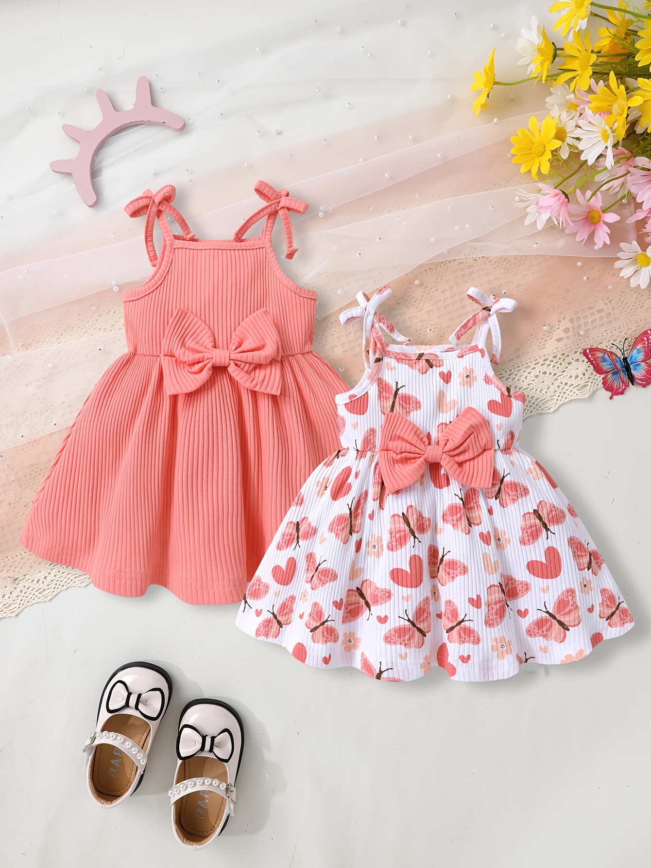 infant cotton dress White Pintuck Gathered Dress  Cotton Girls Dress