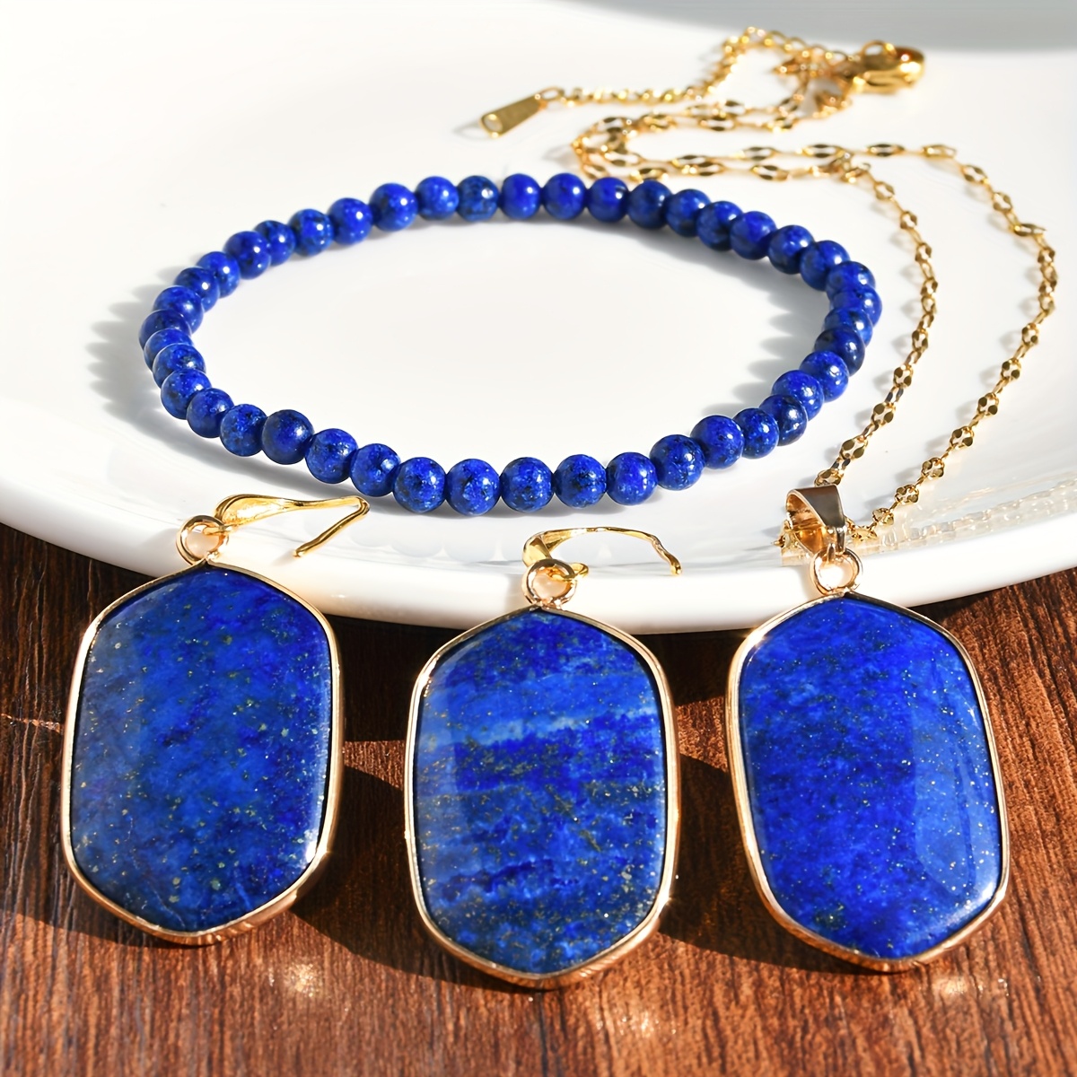 Boho Style 4pcs Lapis Lazuli Jewelry Set for Parties & Gifts