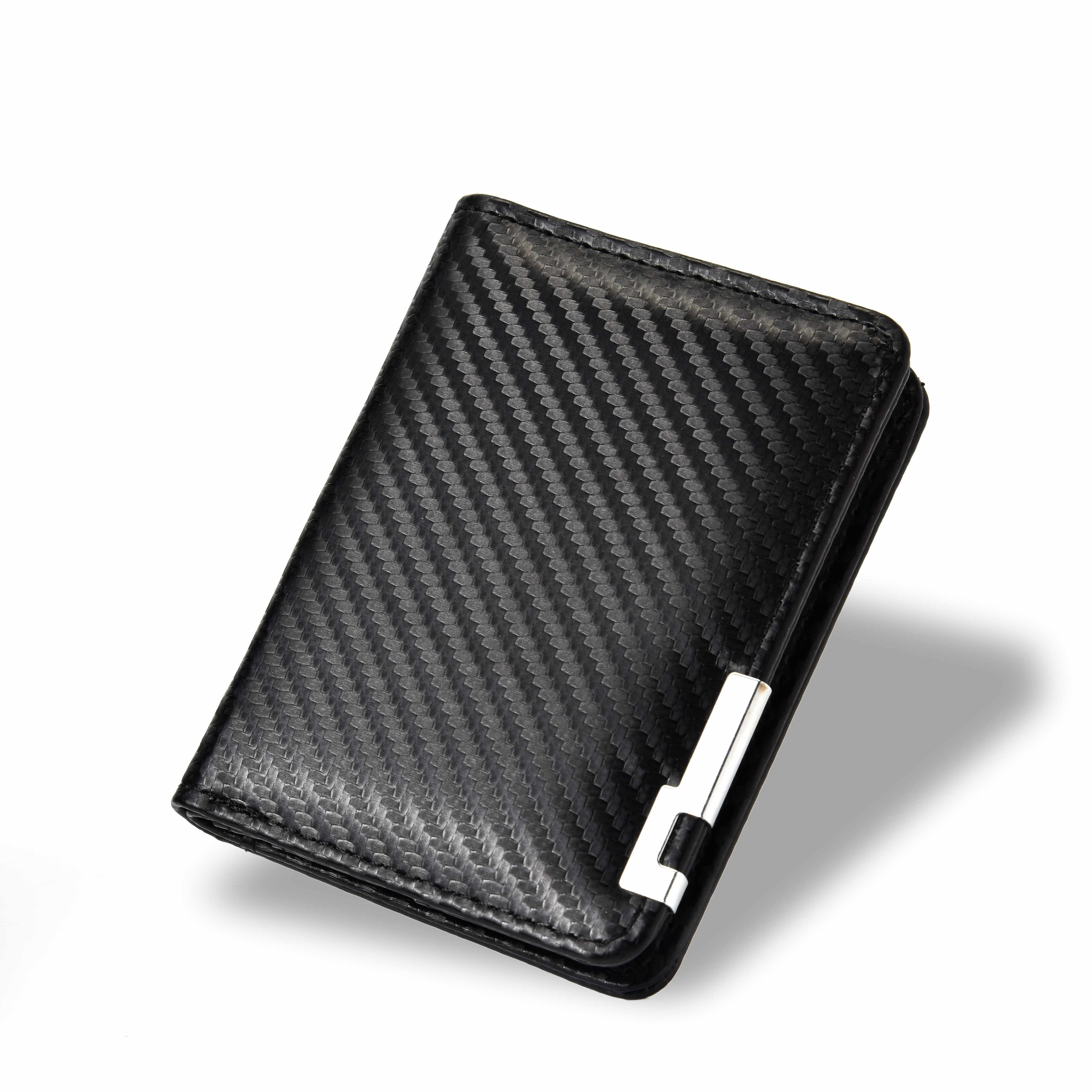 Image of 1pc Bapaikce Men's Fiber Wallet - Short Minimalist Business Wallet With Cash & Card Holder Suitable For Daily Use, Gift - Carbon Fiber Exterior & Faux Leather Interior, Ideal For License, Credit Cards