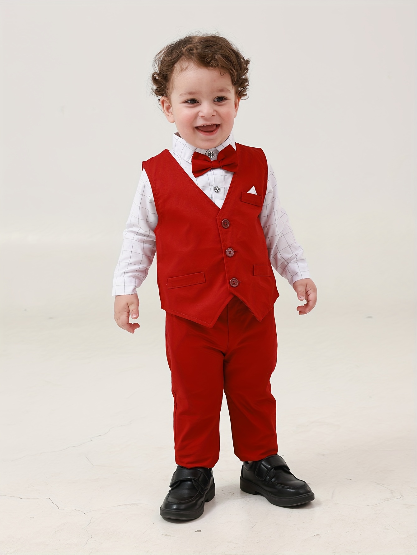 White tux with red vest and bow tie hotsell