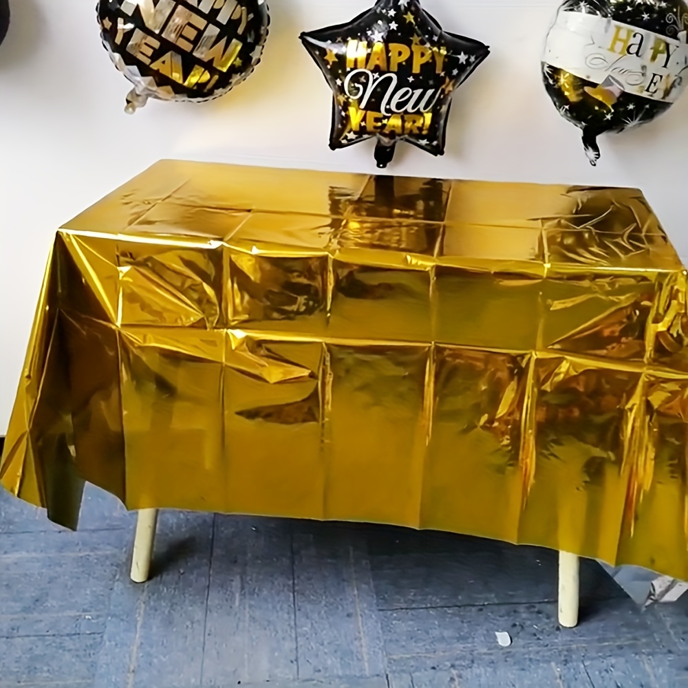 

Golden Disposable Aluminum Foil Tablecloth, 54"x72" - Party Decoration For Birthdays, Weddings & More, Easy , Birthday Party Decorations, Best For Christmas