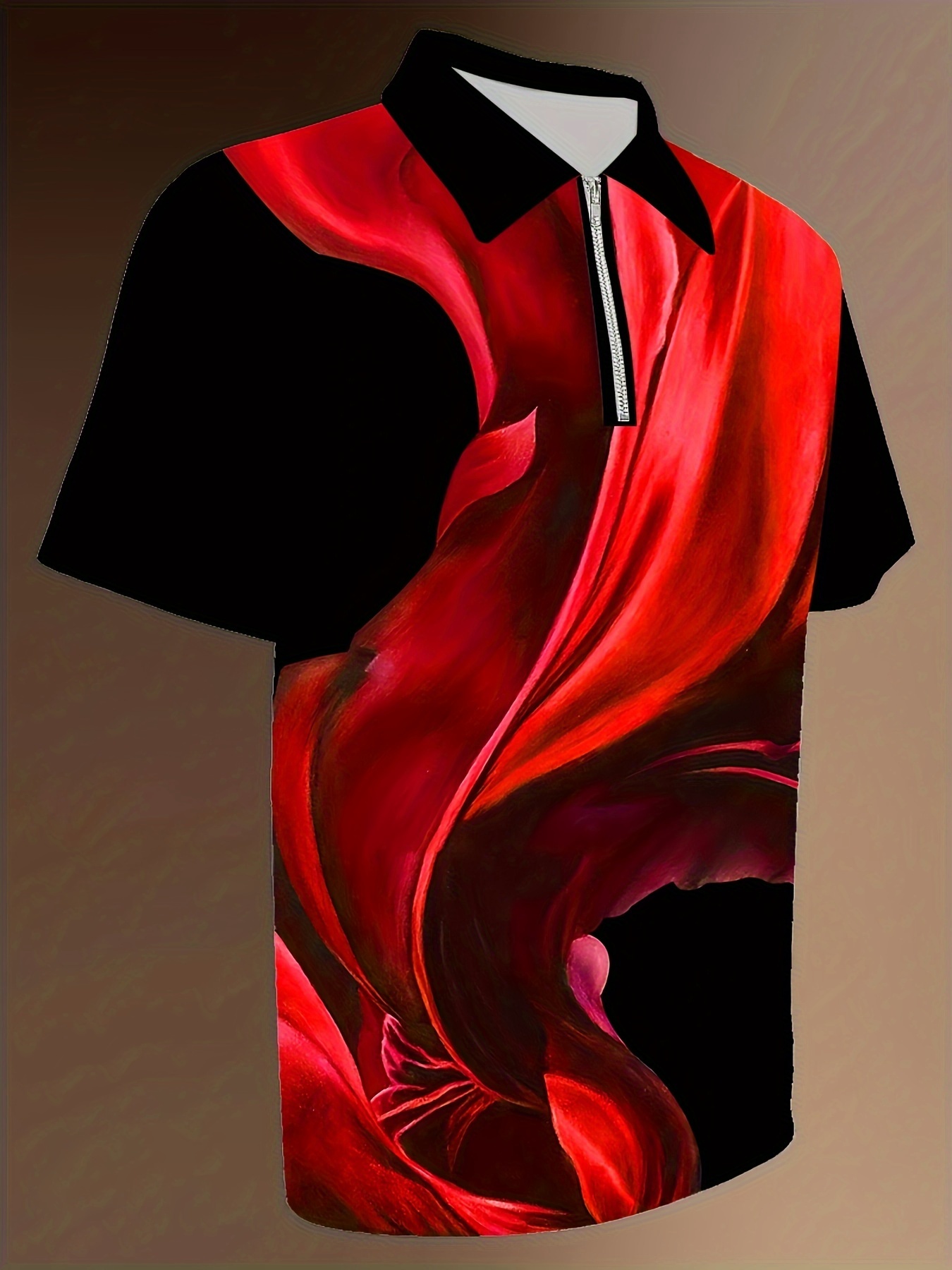 Men'S Plus Size Casual Fashion Short Sleeve Polo Shirt, Sky Blue 3D Print, Knit Fabric, Slight Stretch, Polyester 95%, Spandex 5%, Lapel Collar, Regular Fit for Spring/Summer/Fall