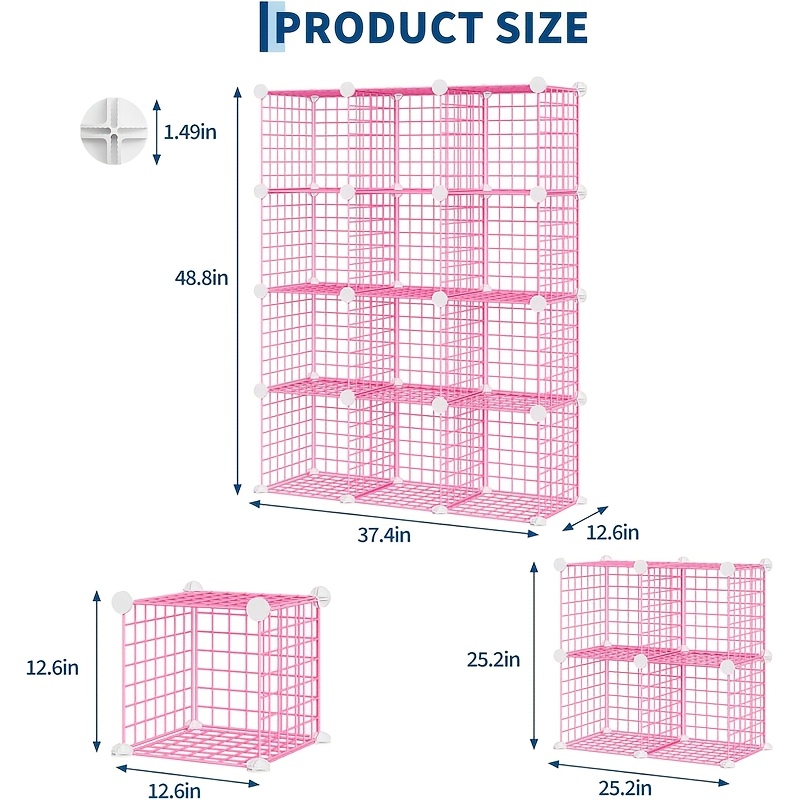 12-cube Closet Organizer Storage | Modular Shelves Units, Polyvinyl Chloride, Multipurpose Use For Bedroom, Office, Living Room, 37.01 X 12.6 X 38.19 Inch, Towallmark, Utility Racks
