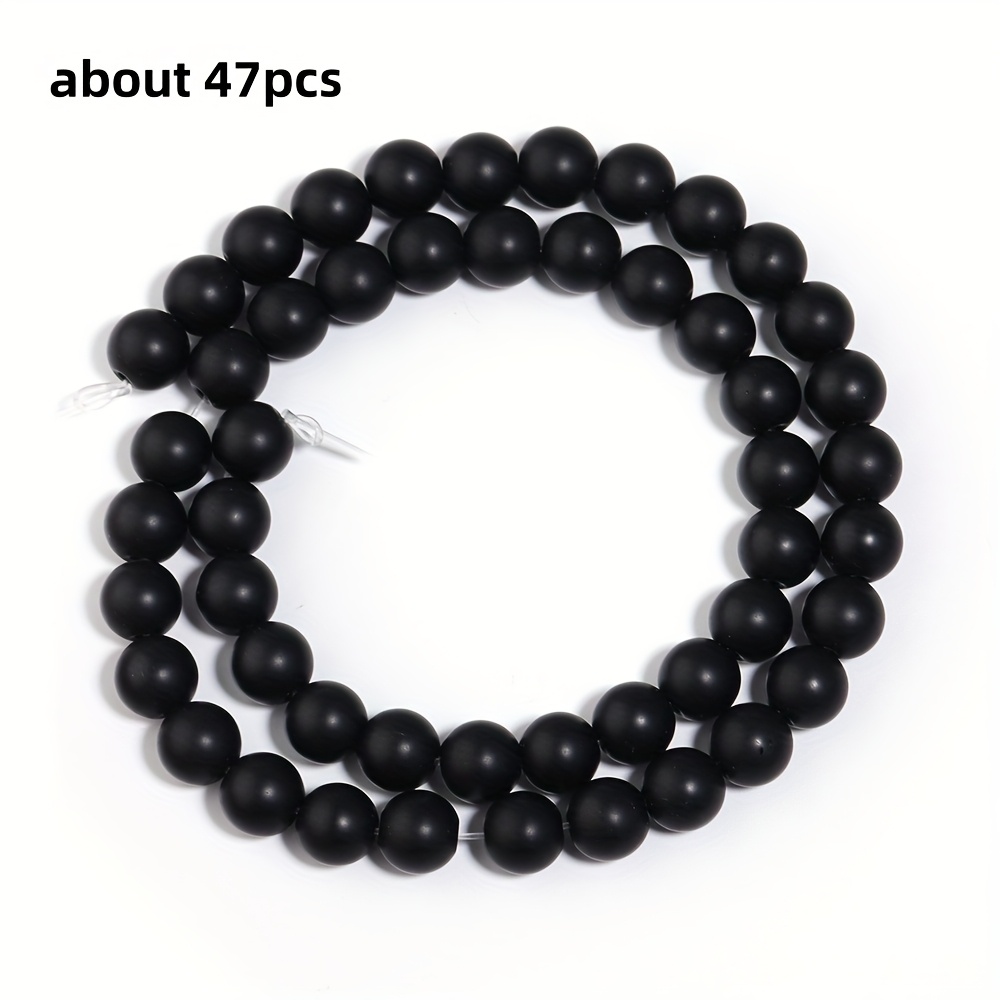 Black Stone Round Beads, Diy Beading Material For Bracelet And Necklace Weaving, Beaded Bracelets And Necklaces, Charms, Decorative Beads For Apparel Accessories, About 30/36/47/62/85pcs