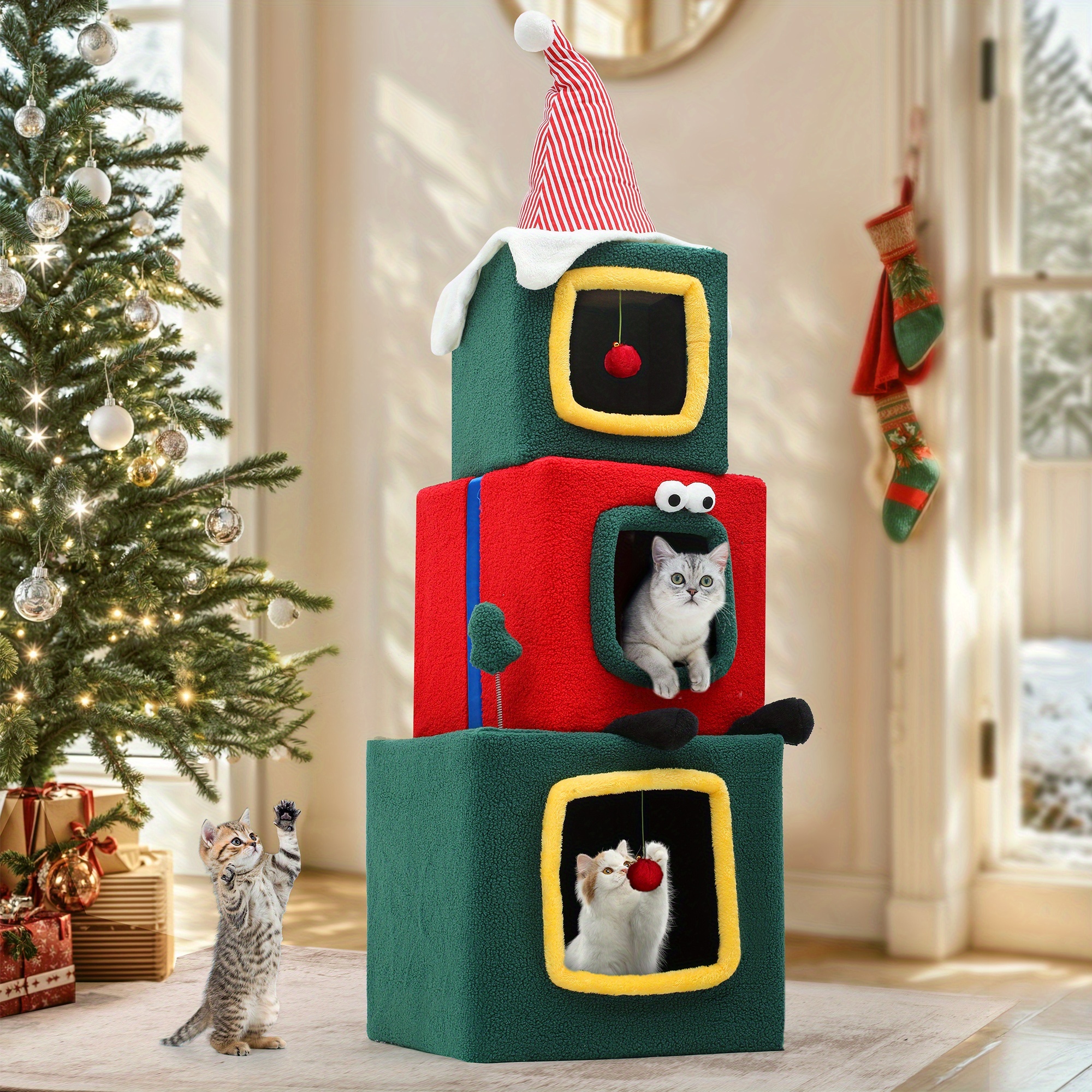 

1pc Yintatech Christmas Cat Toy - , Freestanding, - Cat House For , No Needed, Featherless,