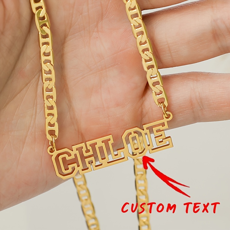 

1pc Personalized Stainless Steel Custom Name Necklace - Elegant Urban Fashion Pendant With Flat Chain - Ideal For Valentine's Day, Christmas, New Year, Birthday Gifts - All For Women