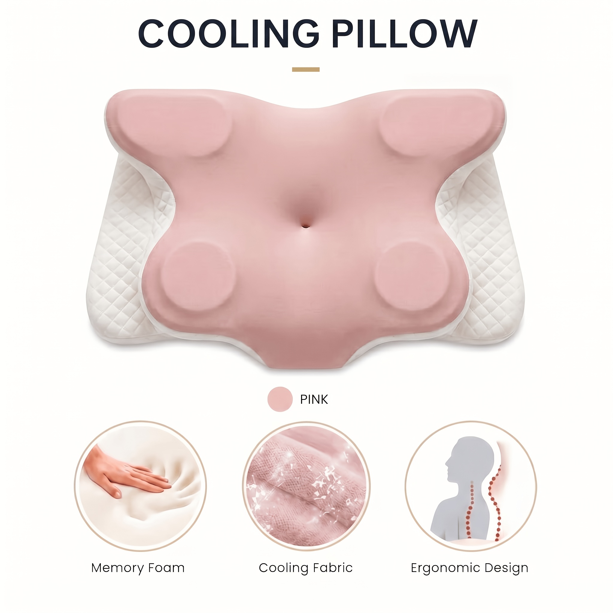 Image of Cervical Pillow, Neck Pillow, -shaped Pillow For Ergonomic Neck, Rebound Relaxation Neck Pillow, Suitable For Back And Side Sleepers, With A Machine-washable Pillowcase