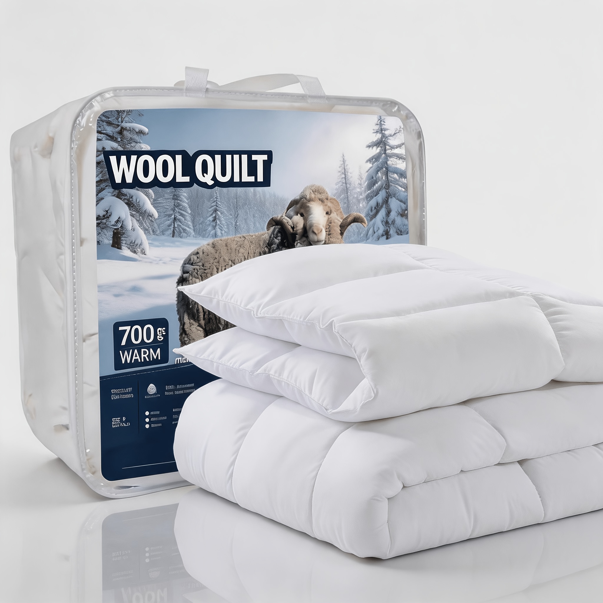TEMU 700gsm Wool Quilt - Ergonomic Quilted Winter Quilt, Cotton Cover Breathable & Lightweight Duvet