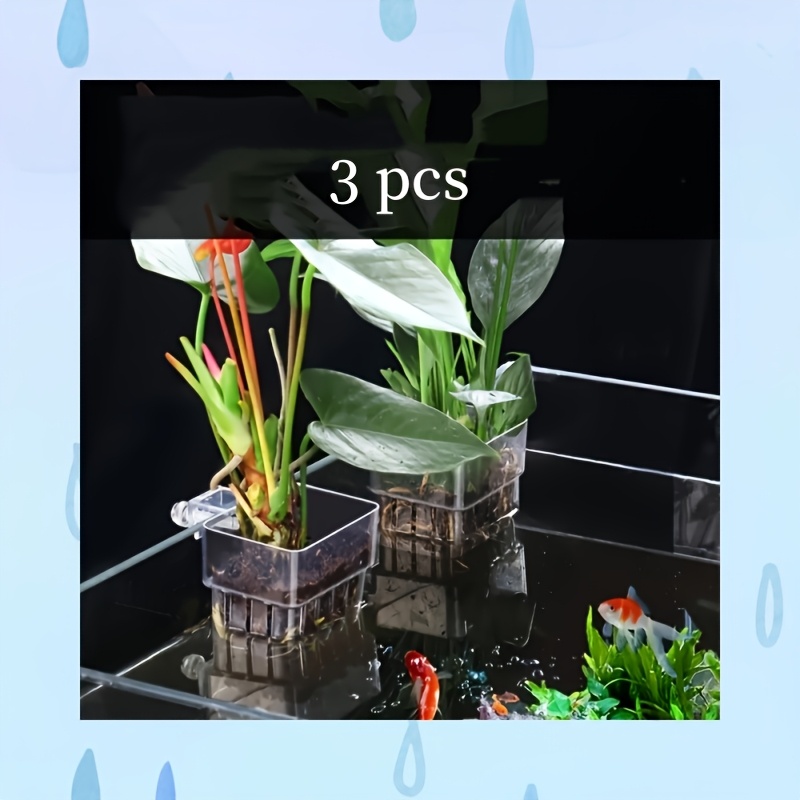 

3pcs Transparent Hanging Water Plant Growth Cups - & , Ideal For Aquarium Decor & Fish , Plastic Hydroponic Plant Baskets, Aquarium Plant Holder