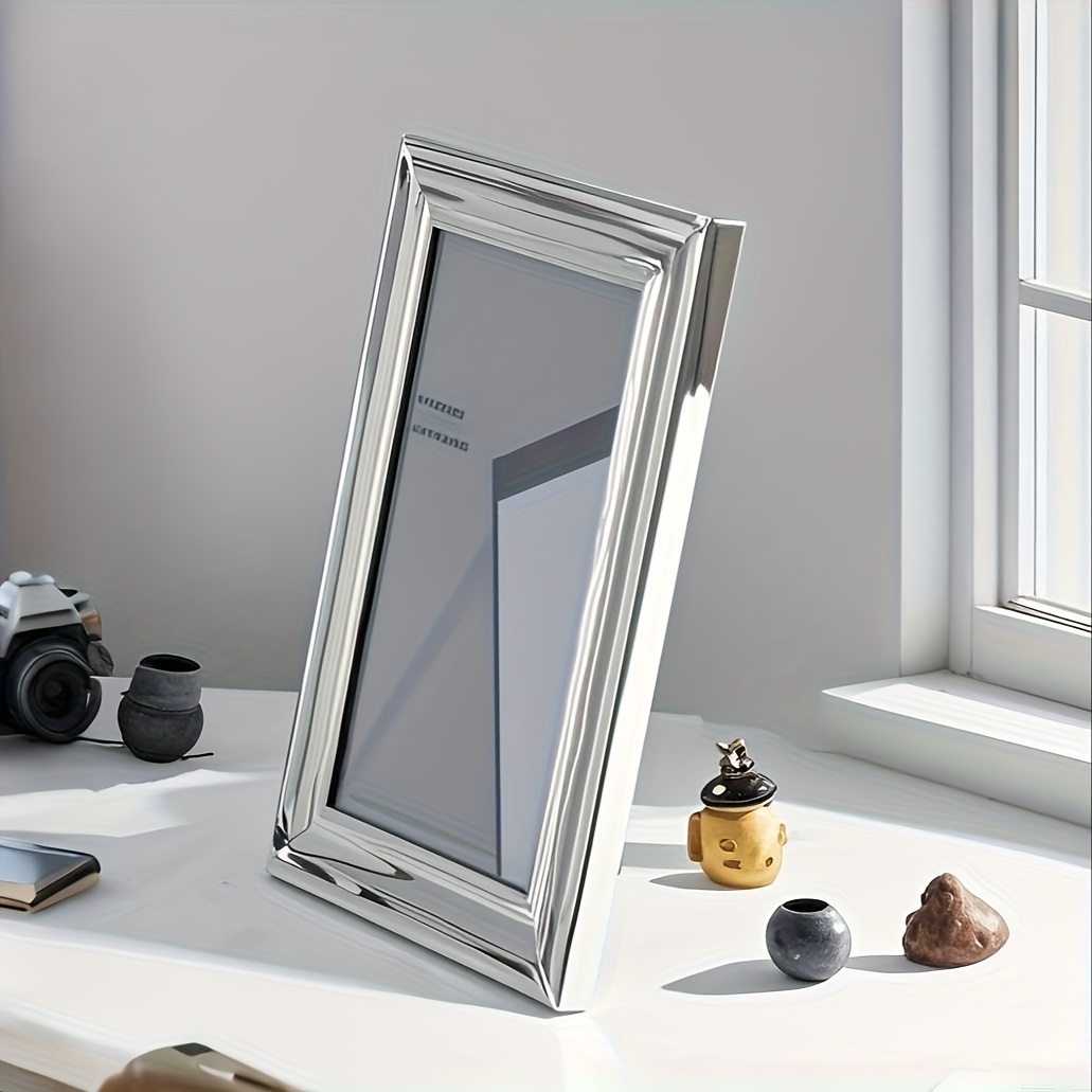 Image of 6-inch, 7-inch, And 8-inch Silvery Metal Photo Frames For Display, Suitable For Home Decor, Portraits Or Landscapes, Ideal For Holiday Gifts And Photo Memories